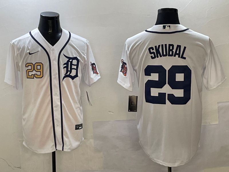 Men Detroit Tigers #29 Skubal White Game 2025 Nike MLB Jersey style 2->detroit tigers->MLB Jersey